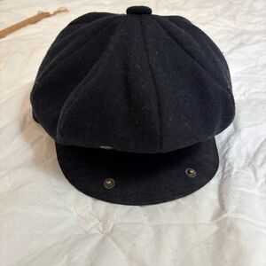 Scala Melton Newsboy Cap Black Wool Hat